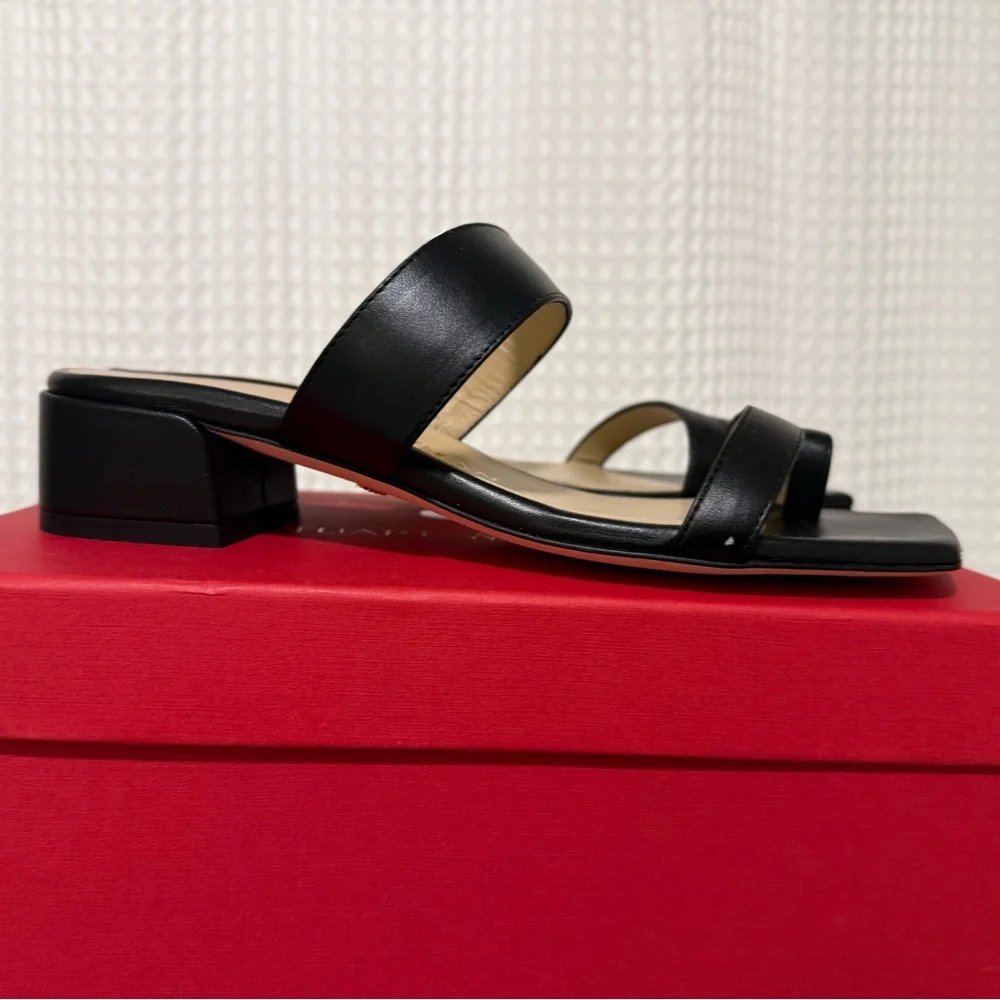 Stuart Weitzman Maisie 35 Sandals in
Black Leather (NWT, Size 8) - Picture 1 of 8